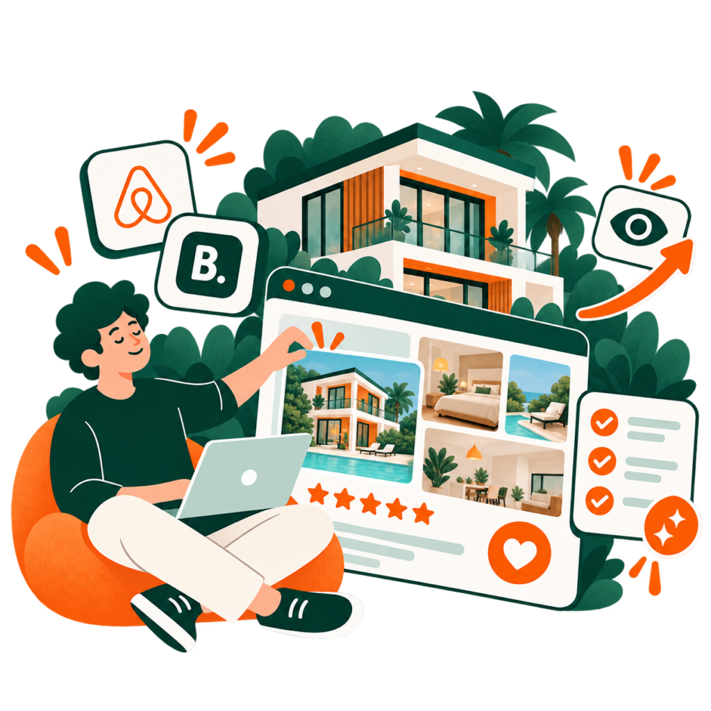 Илюстрация на представяне на имот в Airbnb и Booking.com